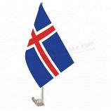 Fast delivery knitted polyester iceland car window flag