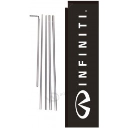 Infiniti Auto Dealership Advertising Rectangle Feather Banner Flag Sign with Pole Kit and Ground Spike, Black