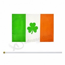 Customized hand held rectangle Ireland Shamrock waving flags