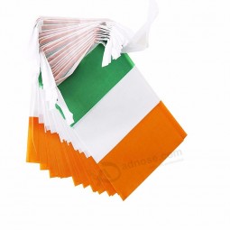 Outdoor decor polyester irish string flag, custom ireland flag bunting