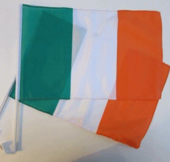 factory selling car window ireland flag with plastic pole
