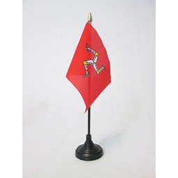 isle of Man table flag 4'' x 6'' - manx - english desk flag 15 x 10 cm - golden spear top