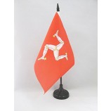 Isle of Man Table Flag 5'' x 8'' - Manx - English Desk Flag 21 x 14 cm - Black Plastic Stick and Base