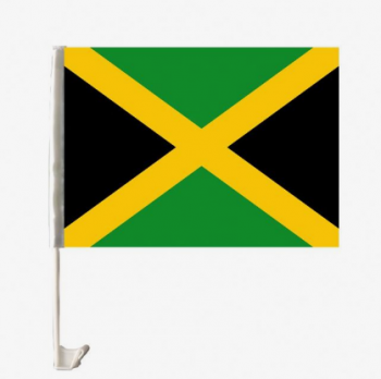 Knitted Polyester Jamaica Country Car Clip Flag with Pole