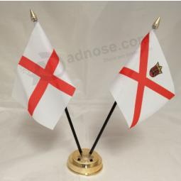 Two Flags Polyester Jersey Desktop Flag Wholesale