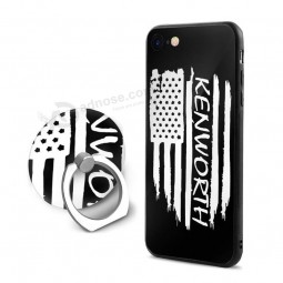 Bandeira americana kenworth iphone 7/8 case e ring stand holder capa de silicone líquido com