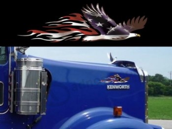 east coast vinyl werkz bald eagle american flag decals - 2 piece Set - peterbilt 379 389 kenworth w900l w900