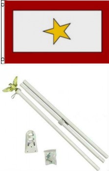 3x5 One gold star K.I.A flag w/6 Ft white flagpole flag pole kit - party decorations supplies for parades