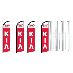 Kia King Windless Feather Flag Sign Kit with Complete Hybrid Pole Set- Pack of 4-(FI)