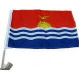 Knitted Polyester Car Window Kiribati Country Flag with Pole