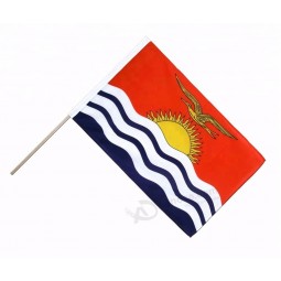 Cheap promotion polyester Kiribati hand stick flag