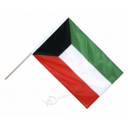 Custom mini waving kuwait flag with wood flagpoles