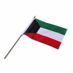 Custom wooden stick Kuwait hand flag