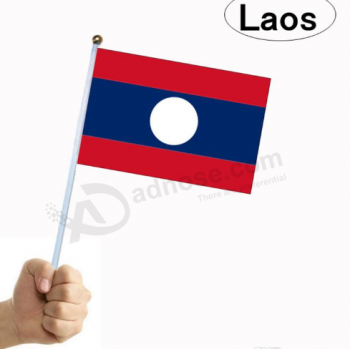 mini polyester laos hand waving stick flags