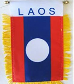 Polyester Laos National car hanging mirror flag