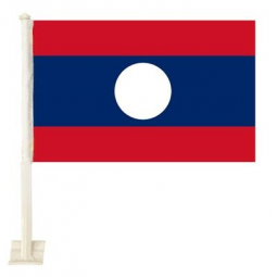 Factory directly selling car window Laos flag with plastic pole