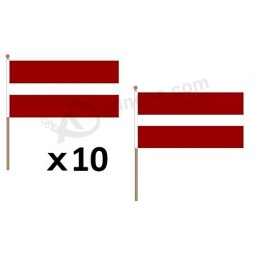latvia flag 12'' x 18'' wood stick - latvian flags 30 x 45 cm - banner 12x18 in with pole