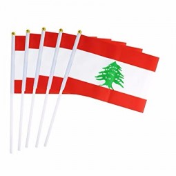 Digital Printing Plastic Pole Lebanon Hand Held Stick Flag
