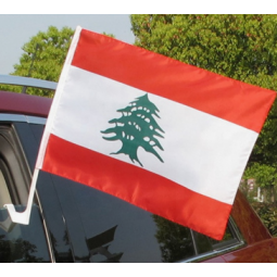 Factory directly selling car window Lebanese flag with plastic pole