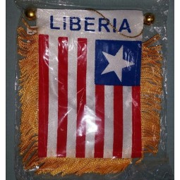 Wholesale car rearview mirror window Liberia flag Mini banner