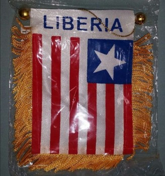 Wholesale car rearview mirror window Liberia flag Mini banner