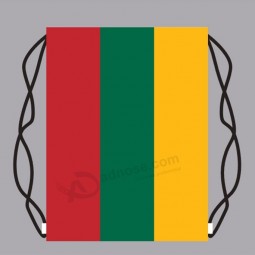 Hot selling polyester lithuania flag drawstring backpack Bag for promotion