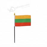 Digital printed Lithuania country hand held car stick flags with wood pole