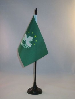 vlag macau tafel vlag 4 '' x 6 '' - macanese bureau vlag 15 x 10 cm - zwarte plastic stok en voet