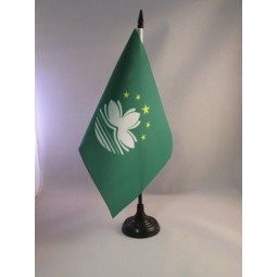 FLAG Macau Table Flag 5'' x 8'' - Macanese Desk Flag 21 x 14 cm - Black Plastic Stick and Base