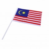 Sample Chuangdong manufacture 100% polyester hand held malaysia flag with plastic pole