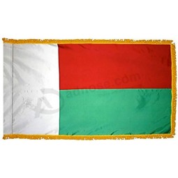 Madagascar Flag with Gold Fringe; Perfect for Presentations, Parades, and Indoor Display; an Elegant Ceremonial Flag