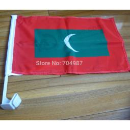 polyester maldives national car flag with plastic pole