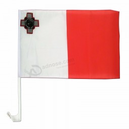 knitted polyester malta Car flag with plastic pole