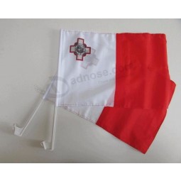 Knitted Polyester Country Malta car window clip flag