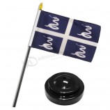 martinique 4 inch x 6 inch flag desk Gedeckter Tischstock mit schwarzem Sockel für Zuhause und Paraden, offizielle Party, drinnen bei jedem Wetter im Freien