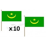 Mauritania Flag 12'' x 18'' Wood Stick - Mauritanian Flags 30 x 45 cm - Banner 12x18 in with Pole