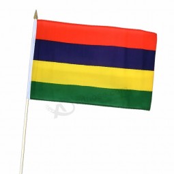 wholesale polyester mauritius small stick flag for sports