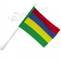 national country mauritius wall mounted flag with pole