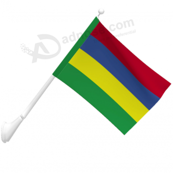 national country mauritius wall mounted flag with pole