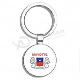 Bandeira de mayotte de vinil PRS dupla face chaveiro de aço inoxidável chaveiro titular da corrente chave Car / localizador de chave
