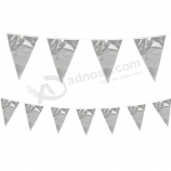 outdoor hanging triangle metallic silvery foil bunting banner