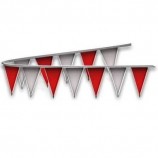 ziggos party Bandeira da flâmula do triângulo metálico vermelho e prata 50 ft.