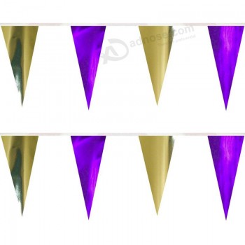 wholesale custom high quality purple/gold string pennants (60 ft.)