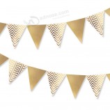 sparkly paper pennant banner, glitter triangle flags bunting pennant banner 8.2 feet, langte gold paper garland for baby shower