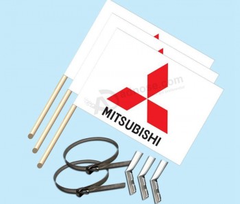 «mitsubishi logo» - полный пакет с 3 флагами - включает 3 флага на деревянных столбах и кронштейн с 3 флагами