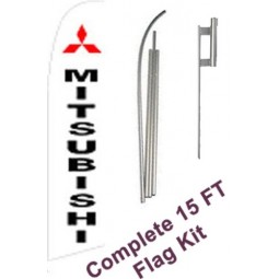 “ mitsubishi”完整标志套件-包括12英寸sw羽式商业标志，带有15英尺阳极氧化铝旗杆和地面钉