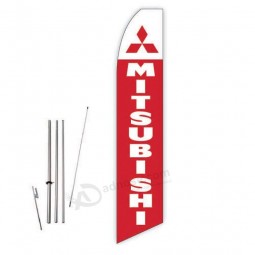 mitsubishi (Red) super novo feather flag - complete with 15ft pole Set and ground spike