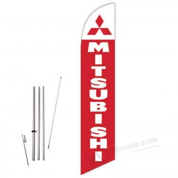 bandera de plumas cobb promo mitsubishi (rojo) con kit completo de poste de 15 pies y punta de tierra