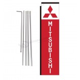 bandera de plumas cobb promo mitsubishi (rojo) con kit completo de poste de 15 pies y punta de tierra