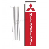 Mitsubishi auto concessionária publicidade retângulo pena bandeira bandeira sinal com pólo Kit e ponto de terra, vermelho e branco